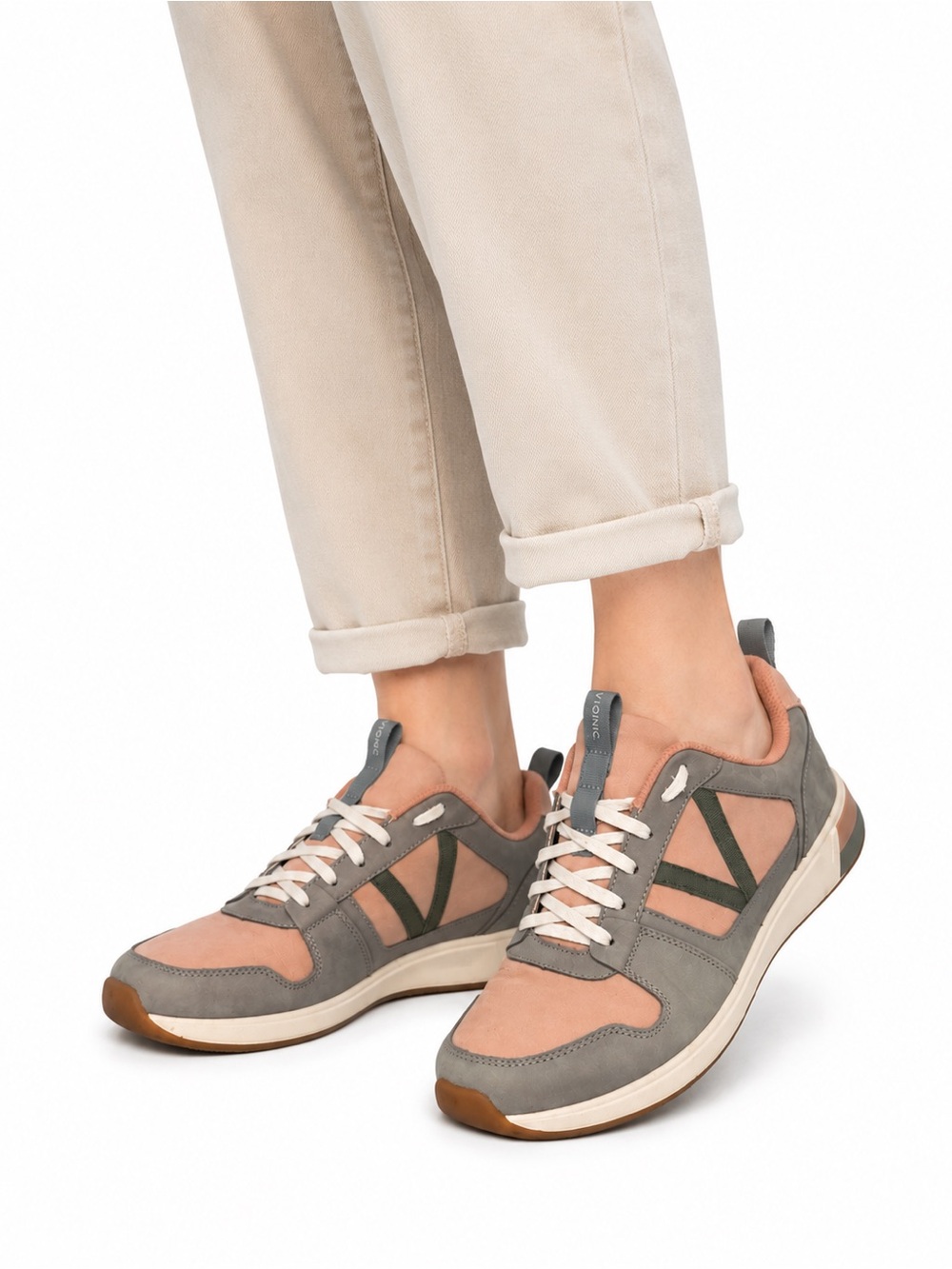 Size 8 Vionic Women’s Rechelle Comfort Walking Sneakers Pink Gray